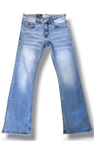 Ice blue bootcut jeans Front View