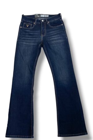Men's Dark Blue Lightweight Bootcut Jeans Front View